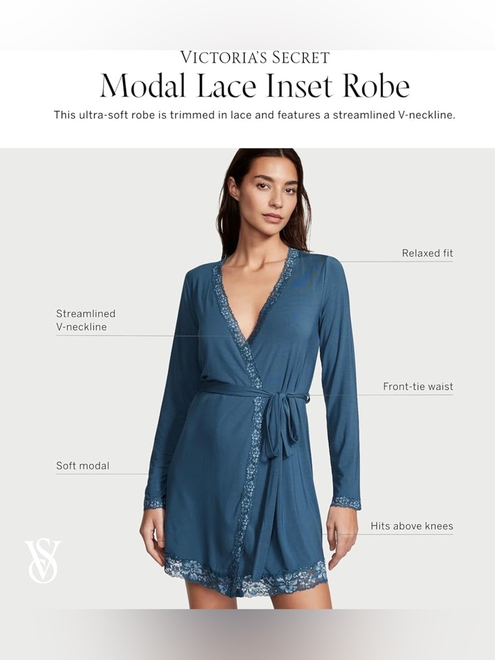 Victoria’s Secret Modal Lace Inset Robe - Picture 4 of 9